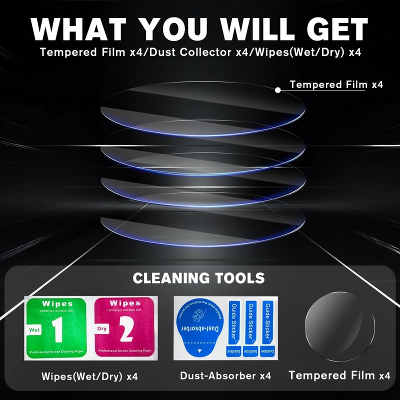 4 Pack Designed for Garmin Instinct 3 45mm Tempered Glass