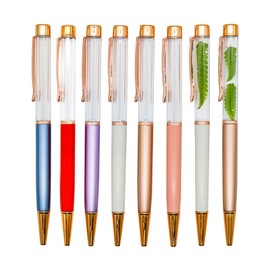 Lopenle 12PCS Empty Tube DIY Pens Stylus Floating Pens Classic Business Pens Black Ink Ballpoint Pens For School Office Party Christmas Gift Accessories