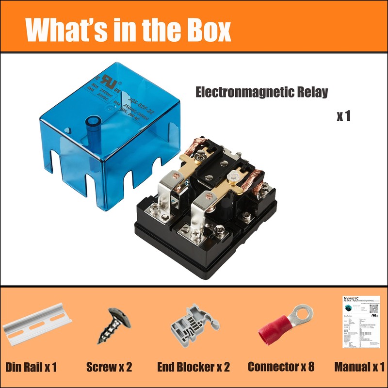 NVMIDTC JQX-62F-2Z DC 12V 80A Electromagnetic Relay Set with Ring
