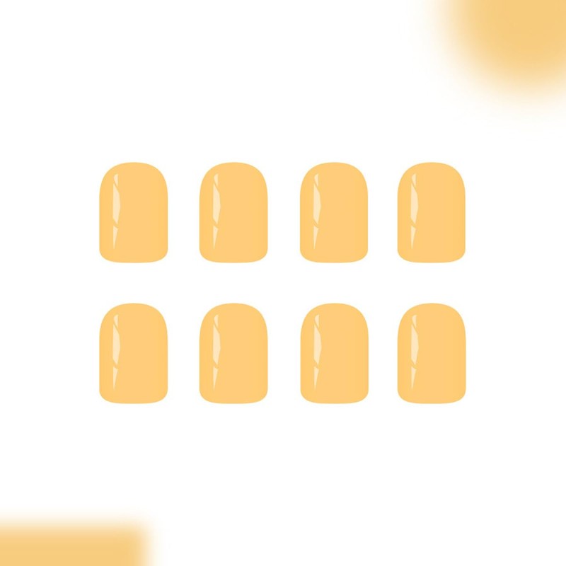 Yellow Press on Nails Short Square Fake Nails Glossy Solid