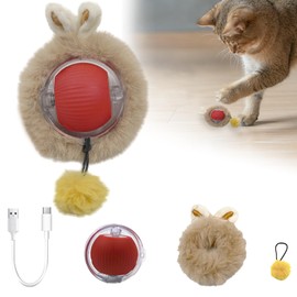 ZITUZY Interaktiver Spielball für Katzen, Elektrisches Katzenspielzeug Ball, Katzenball Elektrisch mit Schnur, Interaktives Spielzeug für Katzen, Chewie Rolling Ball, Katzenspielzeug Elektrisch (Rot)
