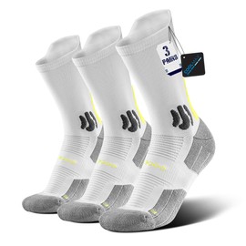 BRISIRA Crew Tennis Socks Target Cushion Moisture Wicking Anti Blister & Odor Mid Calf Performance Compression Sock