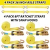 LISHINE 4 Pack Car Tie Down Straps for Trailers Kit,