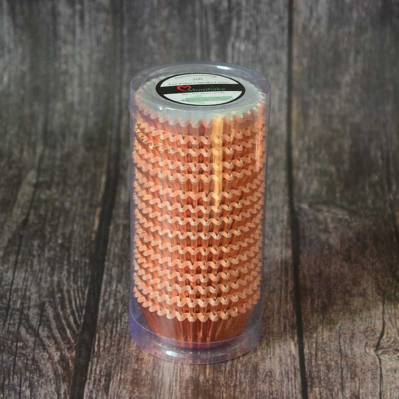 Mombake Mini Foil Cupcake Cases,Muffin Baking Cups(Orange, 300-Count)