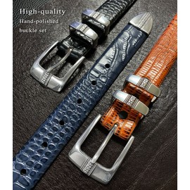 Brandon Italian Calfskin Leather Designer Dress Golf Belt for Men (36, Alligator Brown)