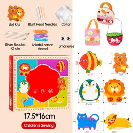 Counius Nähset Kinder,Children's Felt Craft Sets Nähen Kinder,Bastelset Kinder ab 6 Jahre DIY,Bastelset für Anfänger,Enthält 8 Niedliche Projekte, Stickgarn Plastiknadeln Füllwatte und 3 Filz Nähset