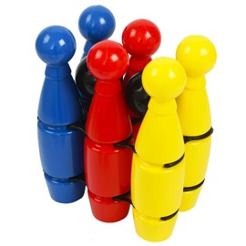 HTI Fun Sport Kids Garden Games Skittles Playset | 8 Pack Of Multicoloured Skittles With 2 Bowling balls | Garden Games for Kids Camping and Holiday Games | Perfect For Sports Day Games | Ages 3+