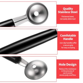 Xrten 4 x Melon Spoon Melon Cutter Stainless Steel Melon Shovel Double Hollow Spoon