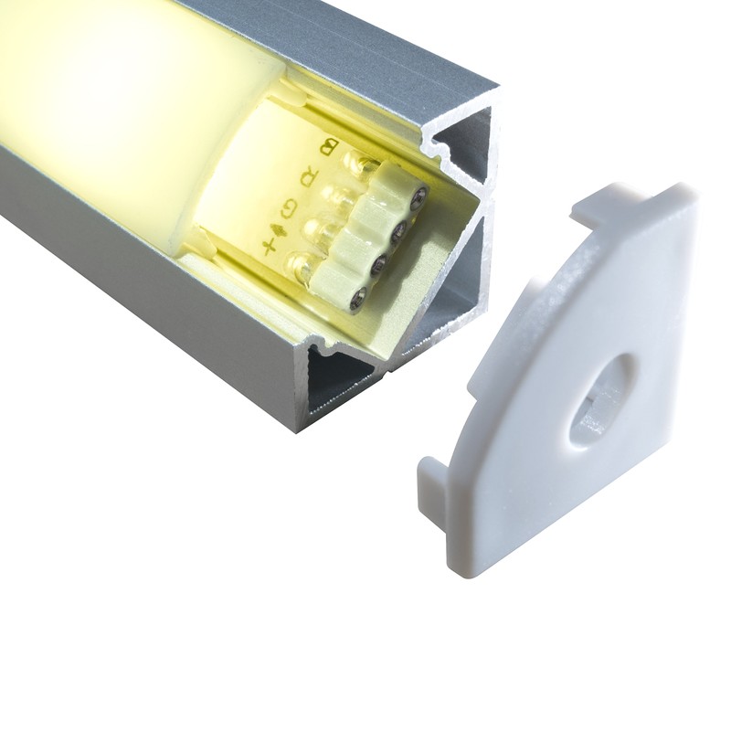 Alumino® LED Aluminium Profile Corner 45 with Cover Opal Semi