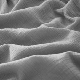 YASMENG Double Muslin Bed Linen 135 x 200 cm Grey Muslin Bed Linen 100% Cotton Bed Linen Soft Breathable Cuddly Duvet Cover Set 2-Piece with Zip and 80 x 80 cm Pillowcase