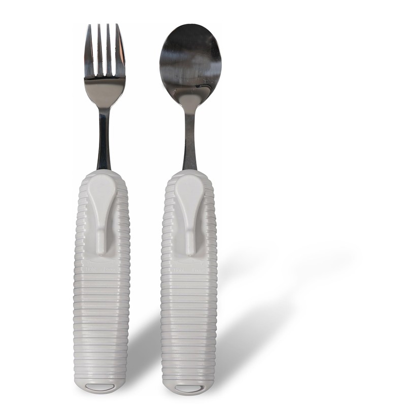Aidapt Adaptive Large Handled Fork and Spoon Set Utensils with
