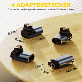 Pack of 4 USB C Adapter for Garmin Watch Forerunner 965 945 935 55 45 165, Fenix 8 7 6 5 5S, Venu 2 3, Vivoactice 6 5 4 3, Instinct, Type C Charging Adapter for Garmin Smartwatch with 4 Lanyard