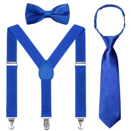 Kajeer Kids Suspender Bowtie Necktie Sets - Adjustable Elastic Classic Accessory Sets for 6 Months to 13 Year Old Boys & Girls (Royal blue, 26 Inches (Fit 6 Months to 6Years))