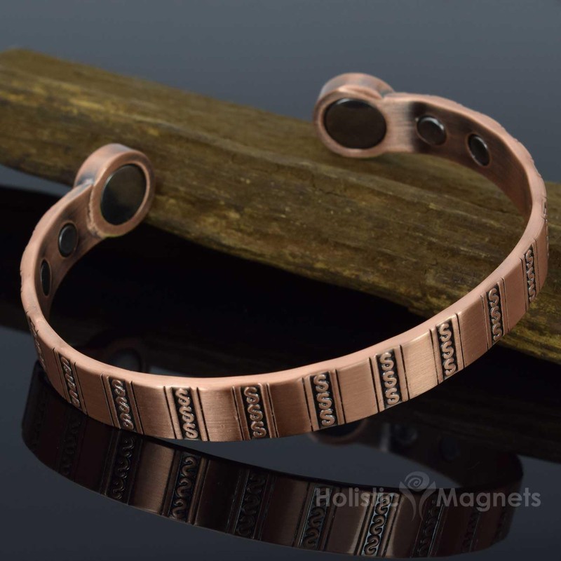 Solid Copper Magnetic Bracelet Men's Women's Copper Bangle Cuff Large