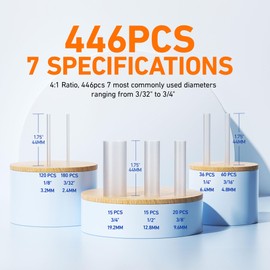TKDMR 446 Pcs Heat Shrink Tubing Kit - 4:1 Ratio Adhesive Lined, Marine Grade Shrink Wrap,Industrial Heat Shrink Tubing,Clear