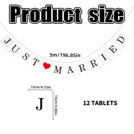 Just Married Garland Wedding Decoration, Wedding Garland Just Married Banner, Vintage Bunting Car Decoration, Wedding Decoration, Wedding Banner for Hen Party, Bridal Shower, Photo Background