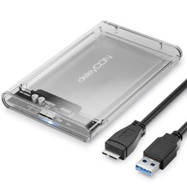 deleyCON SSD Hard Drive Enclosure USB-A 5Gbps 2.5 Inch Transparent