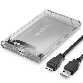 deleyCON SSD Hard Drive Enclosure USB-A 5Gbps 2.5 Inch Transparent