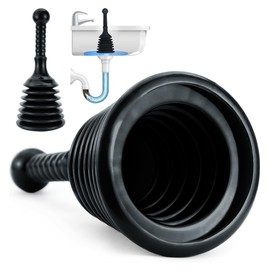 Luigi's Sink and Drain Plunger for Bathrooms, Kitchens, Sinks, Baths and Showers - Powerful Unblocker Tools - Accordion Plungers to Clear and Unblock Blocked Drains - Black