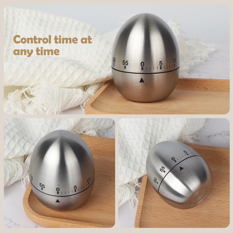Egg Timer, Kitchen Timer Egg Made of Stainless Steel, Timer,