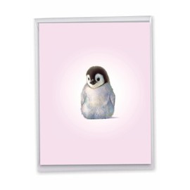 The Best Card Company - Funny Birthday Card with Envelope (Big 8.5 x 11 Inch) - Humorous Gratitude Animal Notecard Stationery - Zoo Babies-Penguin Birthday' J6726BBDG