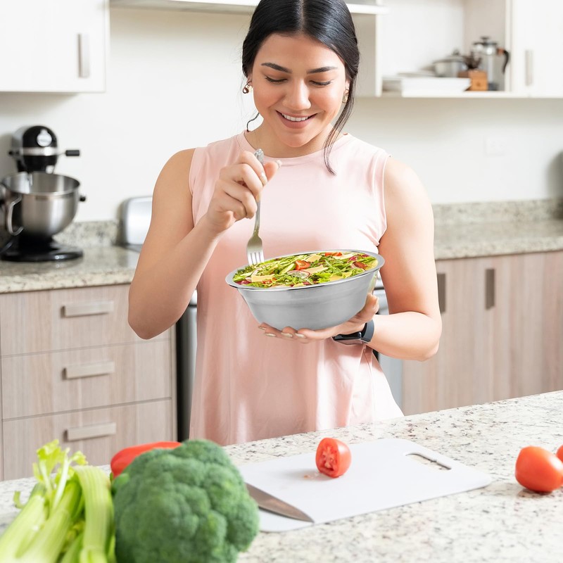 NYSUZHOUJI Deep Mixing Bowl, Stainless Steel Bowl, Salad Bowl for