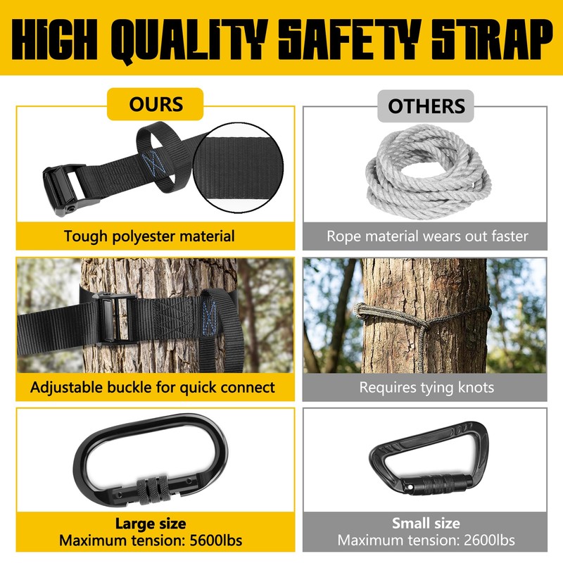 Tree Stand Harness Strap, Wider Treestand Safety Harness with Locking