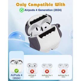 Boaretiu for Airpods 4th 2024 Case Cute Cartoon Kawaii - with Keychain Funny Design Cover Shell for Girls Teens Women Cases for Air Pods 4th, Shark