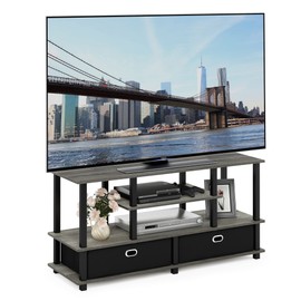 Furinno JAYA Large Stand for up to 55-Inch TV, French Oak, 47. 63(W) x 15. 55(H) x 22. 79(D) Inches., Grey/Black