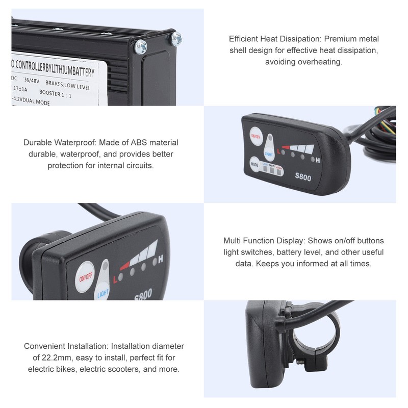 Electric Bike Controller Kit 17A 3 Modes Speed Controller 22.2mm