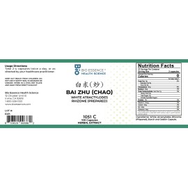 Bio Essence Health Science 1051C Bai Zhu (Chao), White Atractylodes Root (Prepared) 100 Caps (2 Bottles)