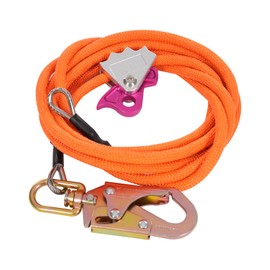 COFECO Steel Core Flipline Kit, 1/2'' x 16ft Tree Climbing Lanyard, 20kn Rope Load Capacity Arborist Flip Line with Triple Locking Carabiner and Elastic Rope for Arborist, Tree Climbers