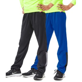 DEVOPS Boys Active Performance Workout Athletic Training Pants (Medium, Black/Blue [2 Pack])