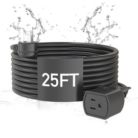 KPQ 25FT Outdoor Extension Cord, IPX6 Waterproof, Heavy Duty 18-Gauge 3-Prong, 125V/10A, Power Cord for Camping, Garden, Patio & Outdoor Events