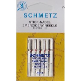 Schmetz 5 Embroidery Needles 130-705-he - Strength 75/11