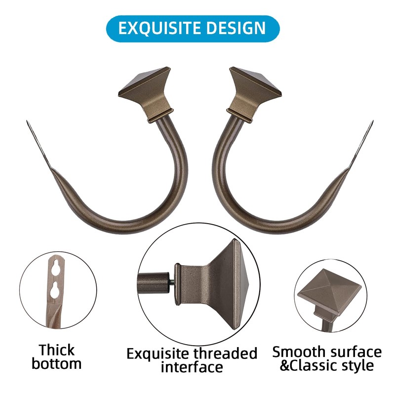 Kowibcl 4Pcs Square Metal Decorative Curtain Holdbacks, Wall Mounted Window