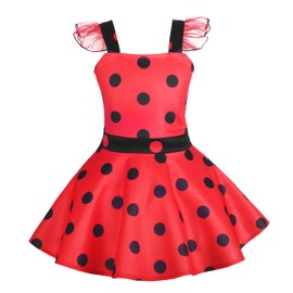 Dressy Daisy Kids/Girls/Ladybug Polka Dot Costume, Girls, Halloween, Christmas, Party, Skirt, 8-9 Years, Red Costume, Black Dots