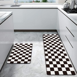 Bulijojo Buffalo Plaid Anti Fatigue Kitchen Floor Mats Set of 2 Waterproof Kitchen Sink Runner Rug Standing Mat Cushioned Kitchen Rugs Comfort Doormat 17"x47"+17"x30" Black