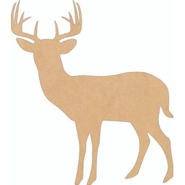Unfinished Wood Deer Hunting Buck 2" Cutout, 1/4" MDF Large Shape Animal Craft