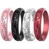Zollen Silicone Wedding Rings for Women 4 Packs -Metallic Stackable