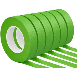 Hsxfl Painters Tape for Car, Green Masking Tape No Residue Heat Resistant Multi Surface for Walls Painting Automotive Paint Booth DIY Labeling Art General Purpose, 0.7 Inch x 60 Yards, 6 Rolls