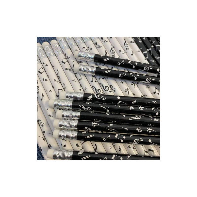 PartyErasers Music Themed Stationery - Mixed Black and White Musical