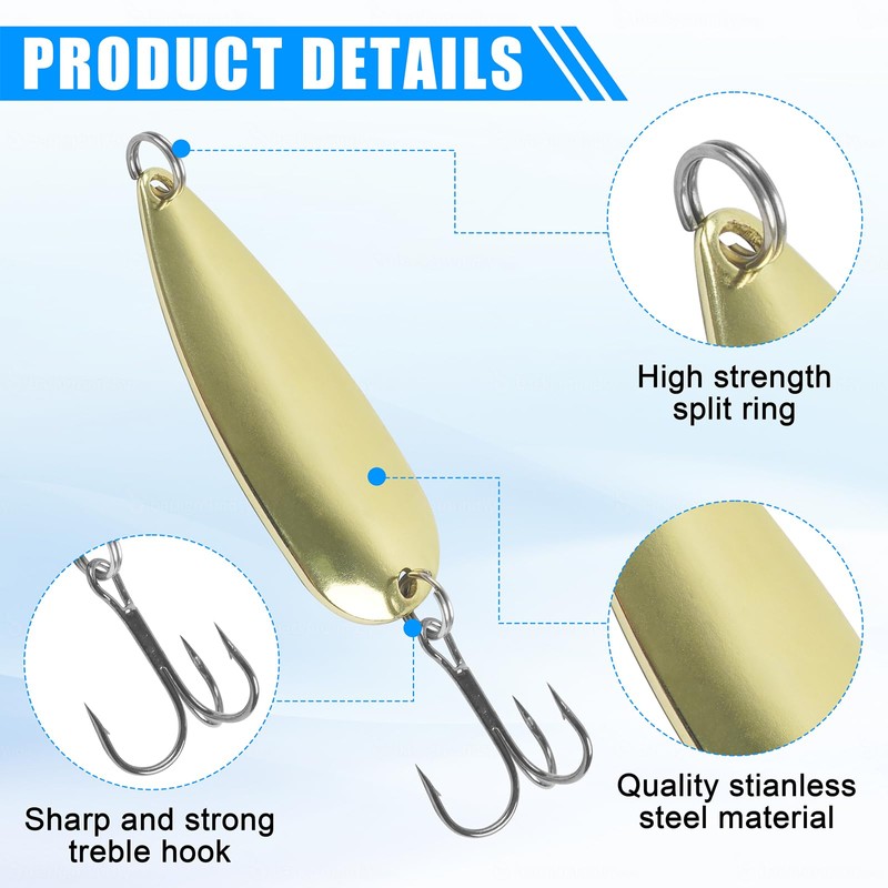5pcs Fishing Spoon Lures Spinners Baits Hard Metal Jigs Spoon