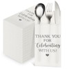 Fuutreo 100 Pcs Wedding Linen Feel Napkins Pocket Disposable Flatware