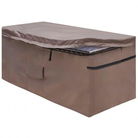 MunteLock Cover for garden storage box, protective cover of the cushion box with zip lid and ventilation, waterproof, 420D Oxford brown (130 x 71 x 67 cm)