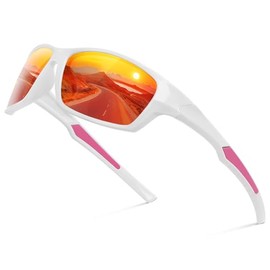 suoso Sports Glasses Men Women Sports Sunglasses Polarised UV400 Protection Sunglass Men Women Sunglasses Black Bicycle Glasses Road Bike Glasses White/Red