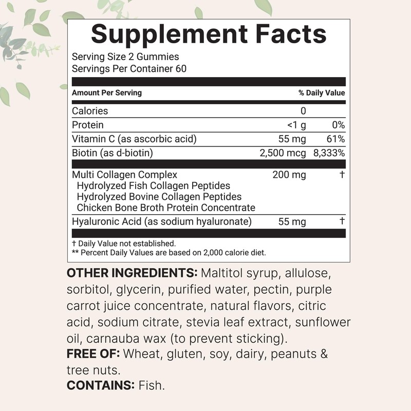 Micro Ingredients Multi Collagen Peptides, 120 Collagen Gummies | Type