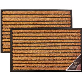 LSC Bliss Coir Door Mat Heavy Duty Floor Mat Non Slip Indoor Outdoor Mat Machine Washable Doormats Shoe Scrapper Removes Grass & Dirt for Front Door, Patio & Entrance (pack of 2) 45 x 75 cm