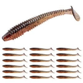 RUNCL Swimming Lures with Shovel, 10/20/30/40 Pieces, 5/4/3/2 Inch Shovel Tail, Soft Lure for Trout, Perch Fish Type, Durable Plastic Bait for Swimming in Salt/Freshwater, Watering