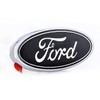 Ford Black Oval Novelty Decorative Logo Chrome Plated Plastic Emblem.